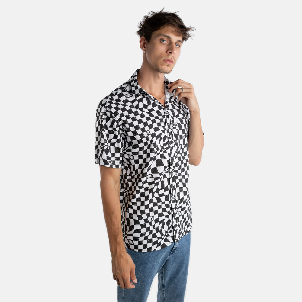 Camisa Manga Curta Lost Wave Grid