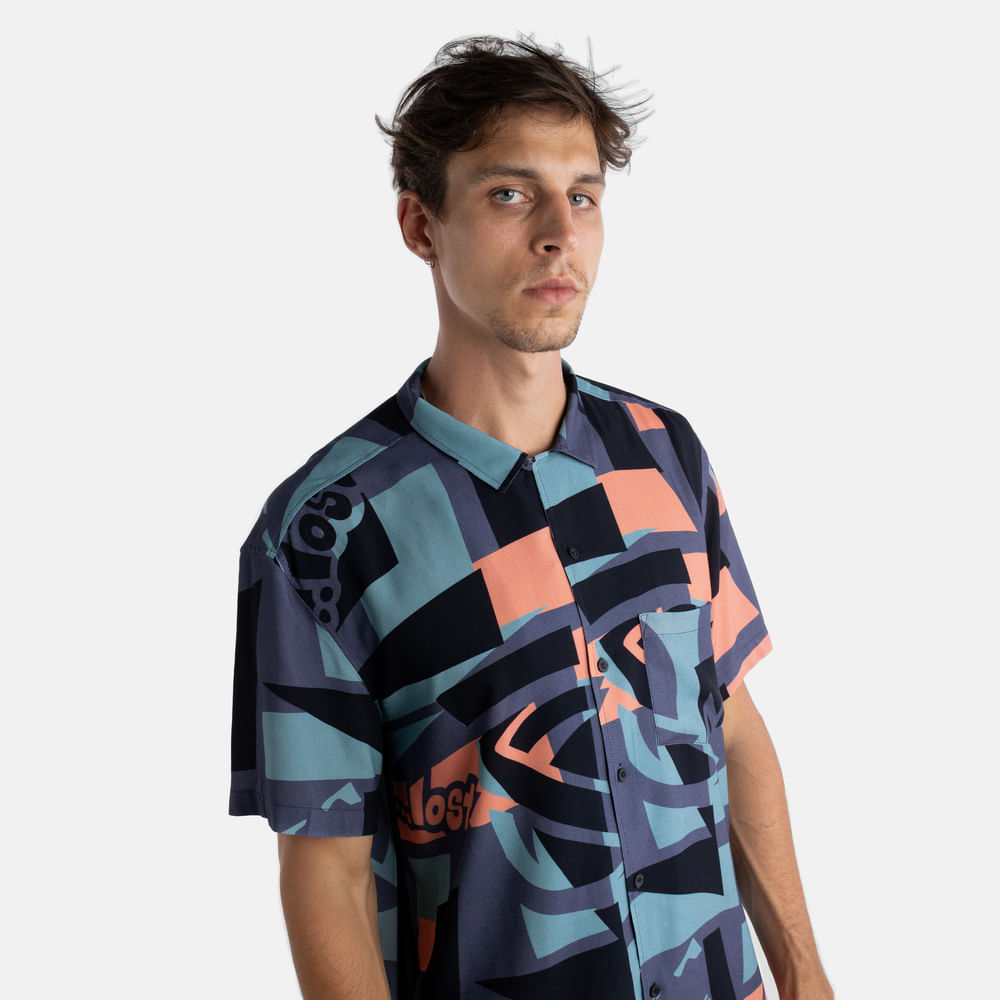 Camisa Manga Curta Lost Icons Cubista