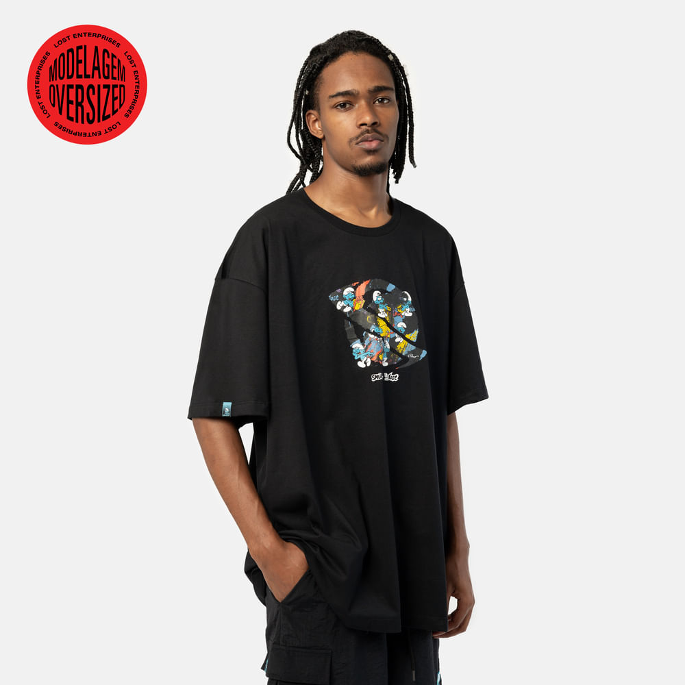 Camiseta Oversized Lost + Smurfs Saturn