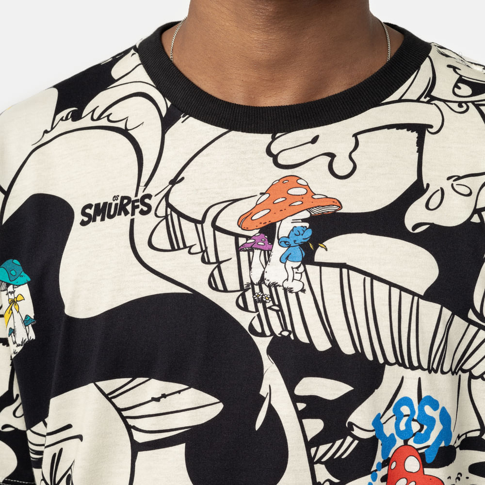 Camiseta Lost + Smurfs Full Print Mushroom World