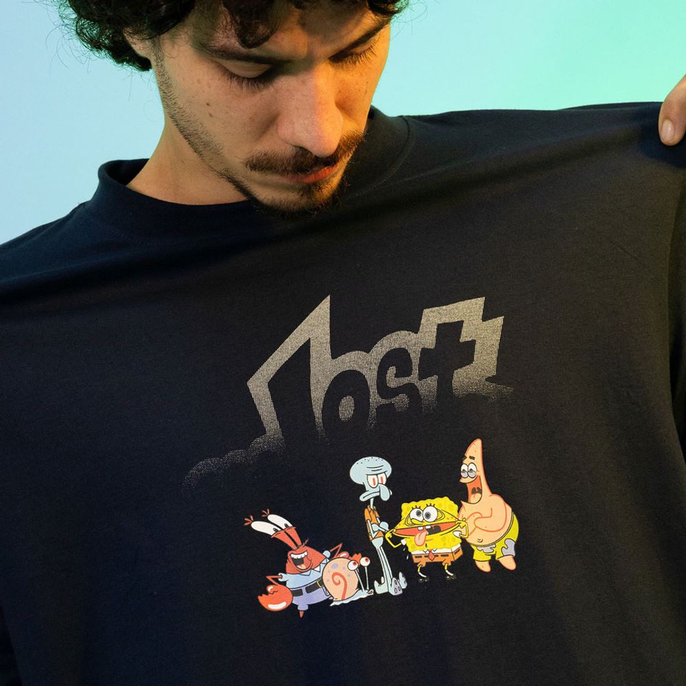 Camiseta Lost x Bob Esponja Fun