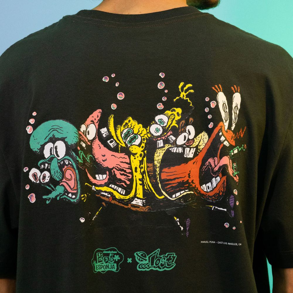 Camiseta Lost x Bob Esponja Crazy Gang